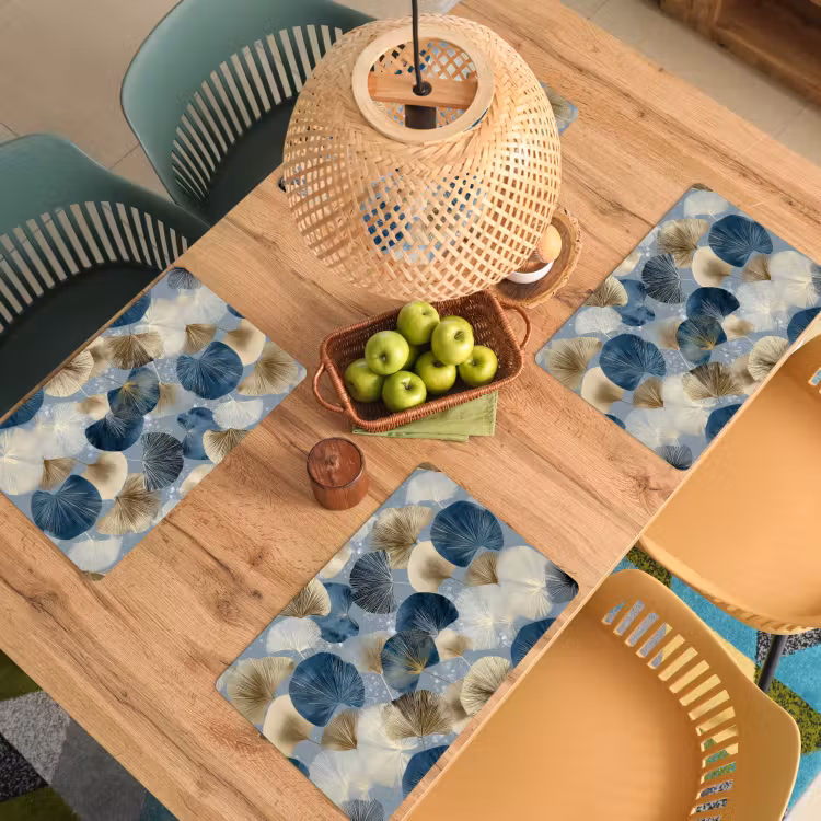 Placemat - 6 stuks - Bladeren - Abstract - Goud - Blauw — 6