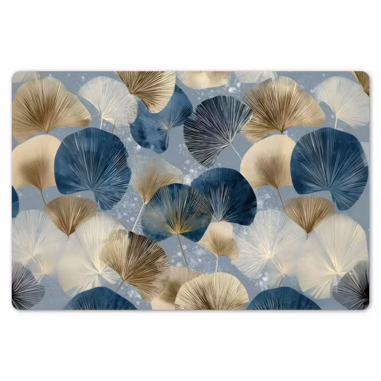 Placemat - 6 stuks - Bladeren - Abstract - Goud - Blauw — 7
