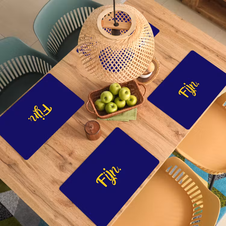 Placemat - 6 stuks - Blauw - Geel - Fijn — 6