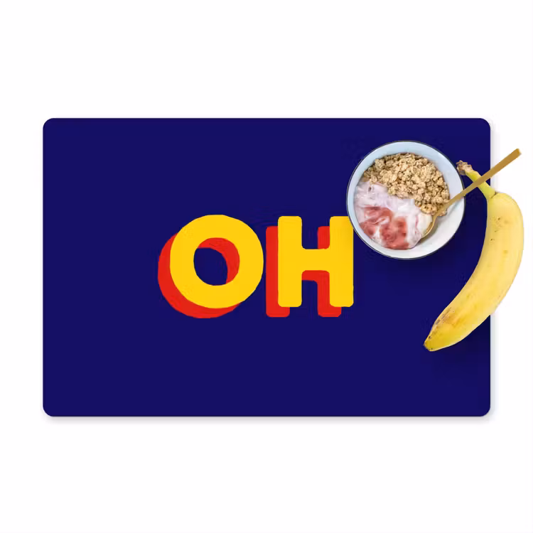 Placemat - 6 stuks - Blauw - Geel - OH - Schaduw — 1