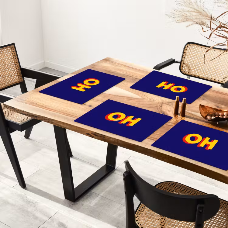 Placemat - 6 stuks - Blauw - Geel - OH - Schaduw — 5