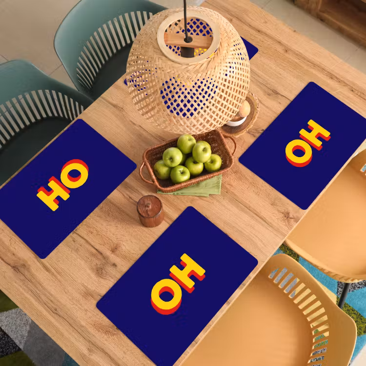 Placemat - 6 stuks - Blauw - Geel - OH - Schaduw — 6