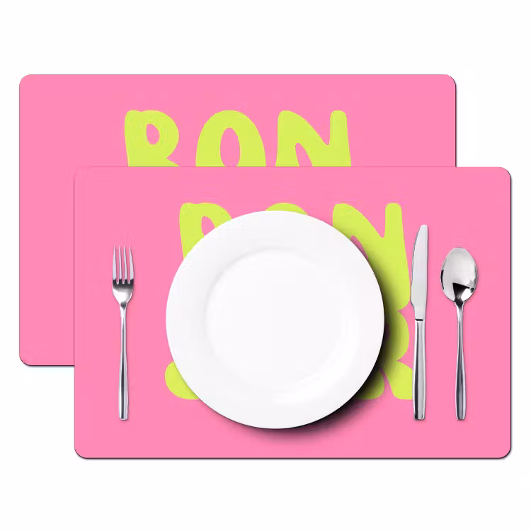 Placemat - 6 stuks - Bonjour - Roze - Fel groen — 2