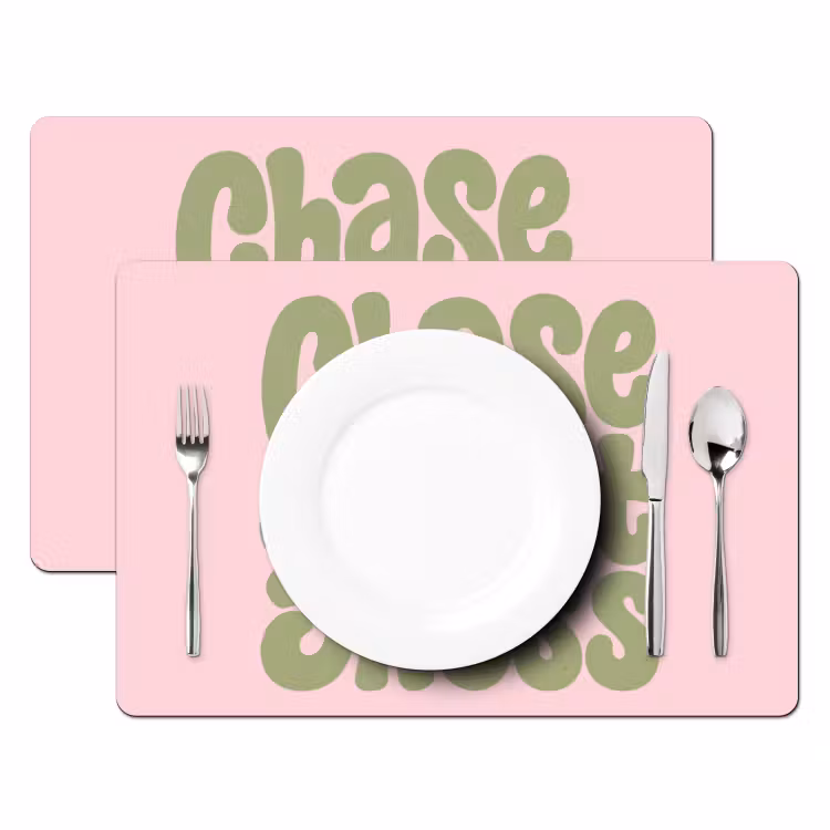 Placemat - 6 stuks - Chase greatness - Groen - Roze - Retro — 2