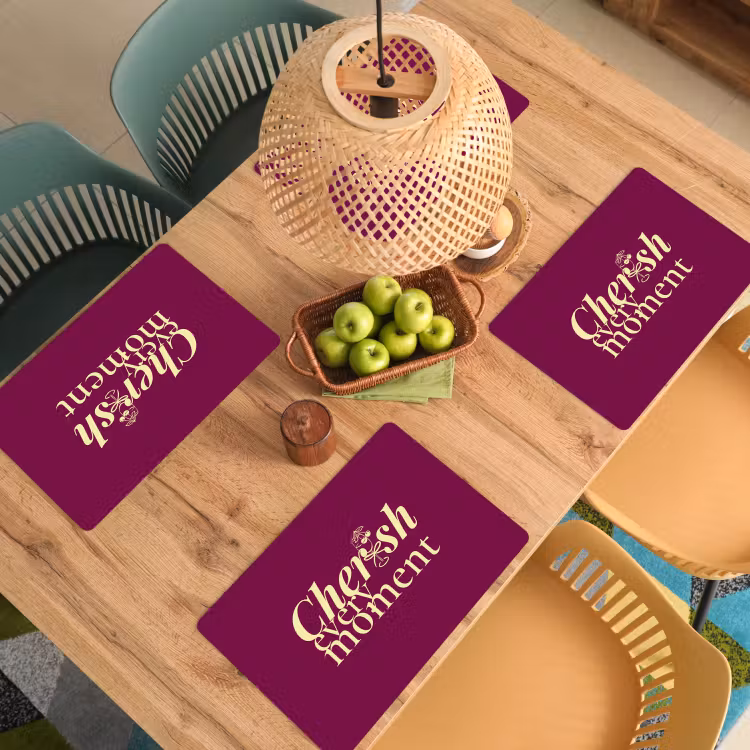 Placemat - 6 stuks - Cherish every moment - Cocktailglas - Bordeaux — 6