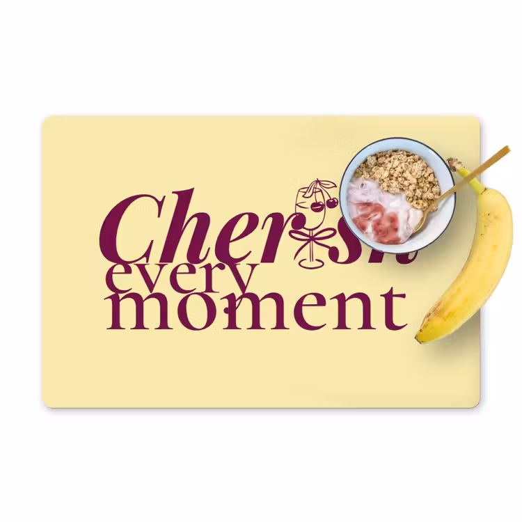 Placemat - 6 stuks - Cherish every moment - Cocktailglas - Geel — 1