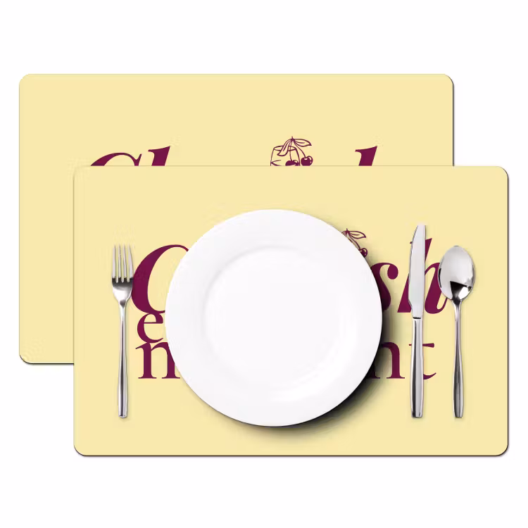 Placemat - 6 stuks - Cherish every moment - Cocktailglas - Geel — 2