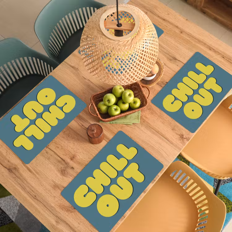 Placemat - 6 stuks - Chill out - Geel - Blauw — 6