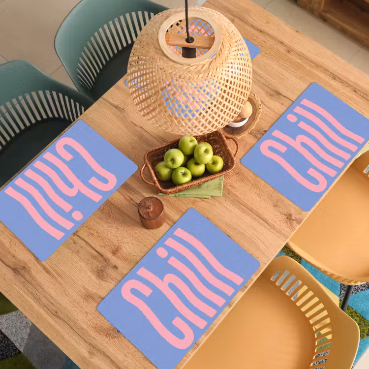 Placemat - 6 stuks - Chill - Roze - Blauw - Golvend — 6