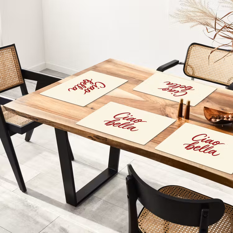 Placemat - 6 stuks - Ciao bella - Rood - Wit - Minimalistisch — 5