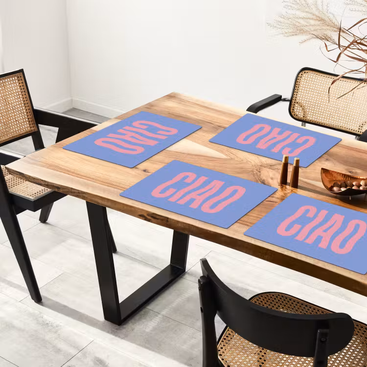 Placemat - 6 stuks - Ciao - Roze - Blauw - Golvend — 5