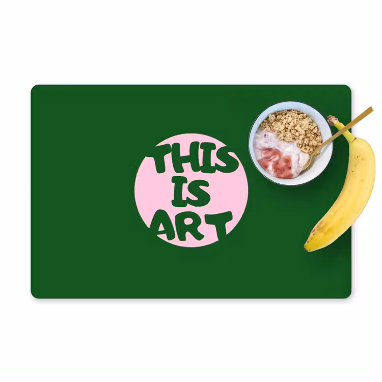 Placemat - 6 stuks - Cirkel - Roze - Tekst - Art — 1