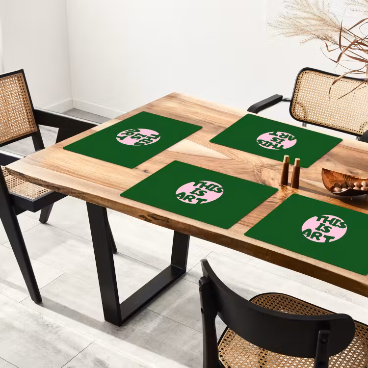 Placemat - 6 stuks - Cirkel - Roze - Tekst - Art — 5
