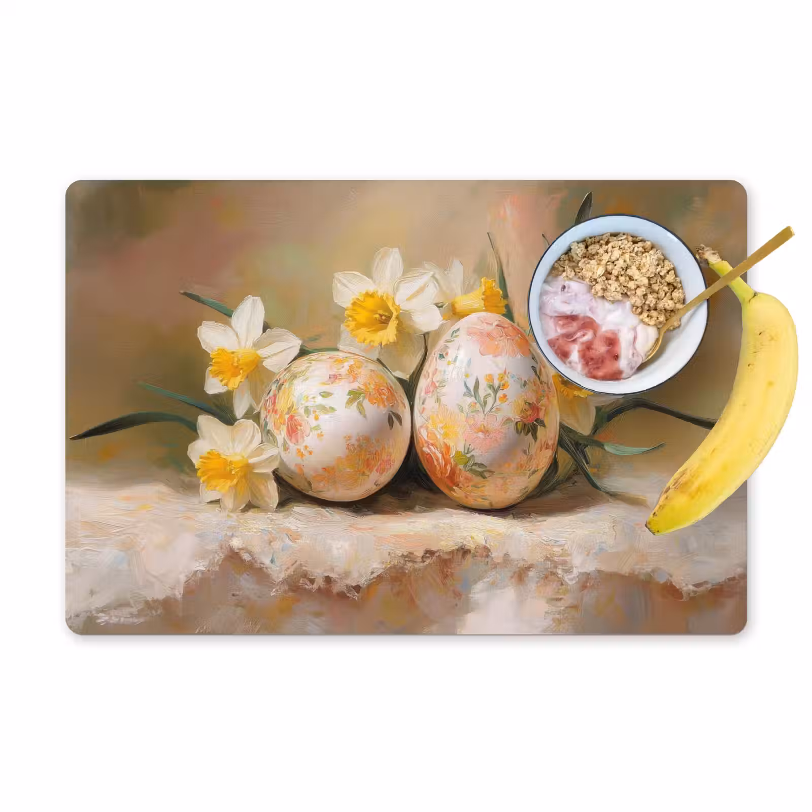 Placemat - 6 stuks - Bloemen - Eieren - Geschilderd — 1
