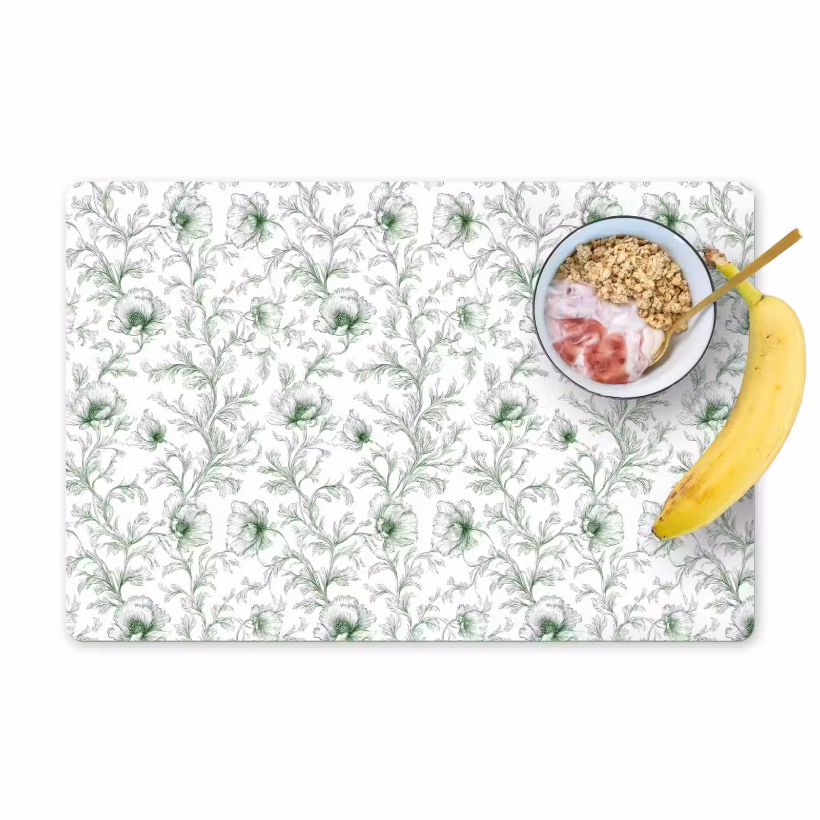 Placemat - 6 stuks - Bloemen - Getekend - Groen — 1