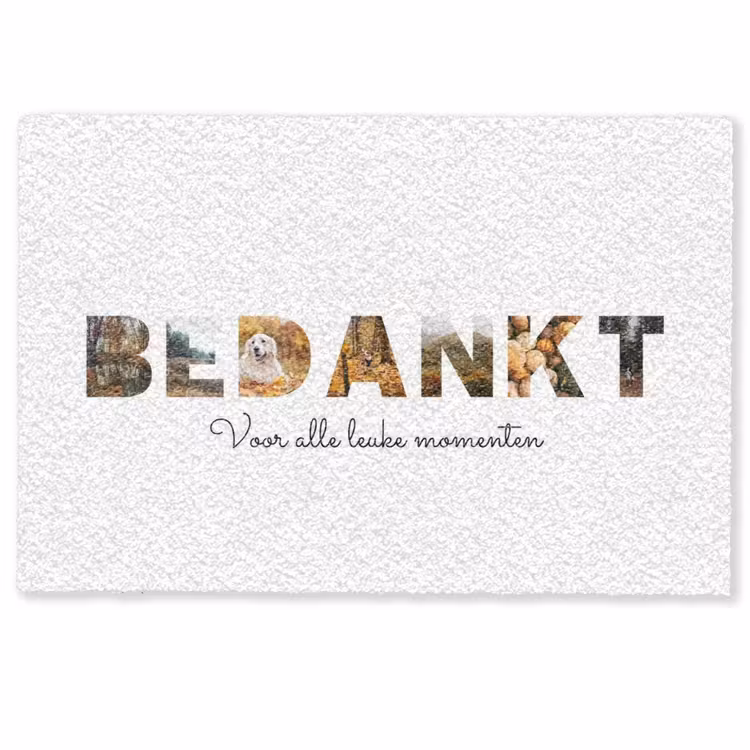 Personaliseerbare deurmat - Bedankt - Lettercollage — 1