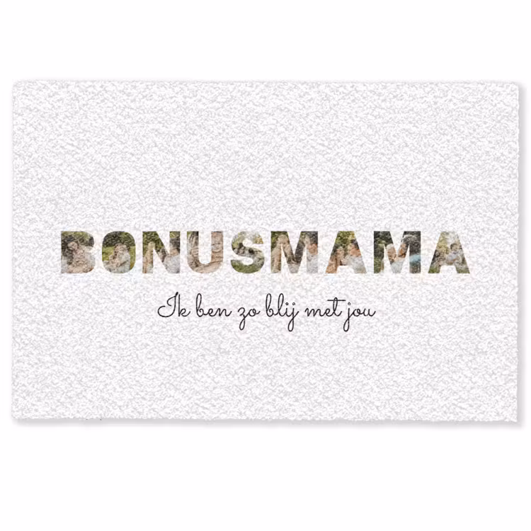 Personaliseerbare deurmat - Bonusmama - Lettercollage — 1