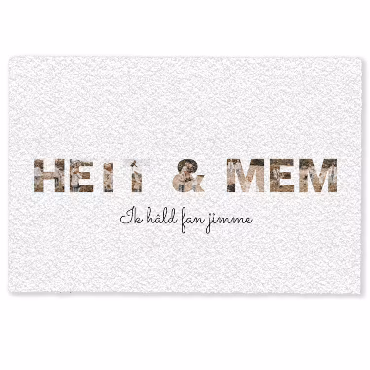 Personaliseerbare deurmat - Heit & Mem - Lettercollage — 1