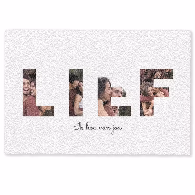 Personaliseerbare deurmat - Lief - Lettercollage — 1