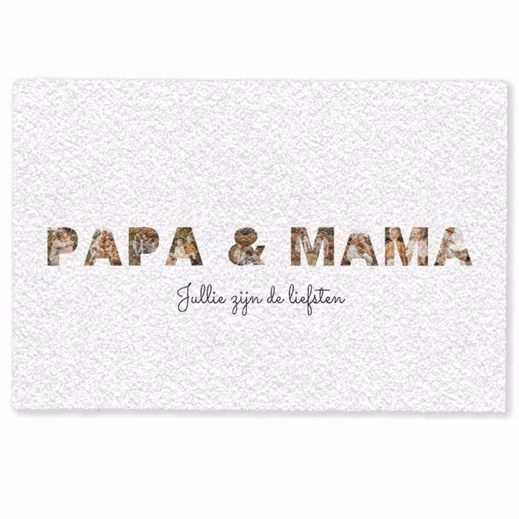 Personaliseerbare deurmat - Papa & Mama - Lettercollage — 1