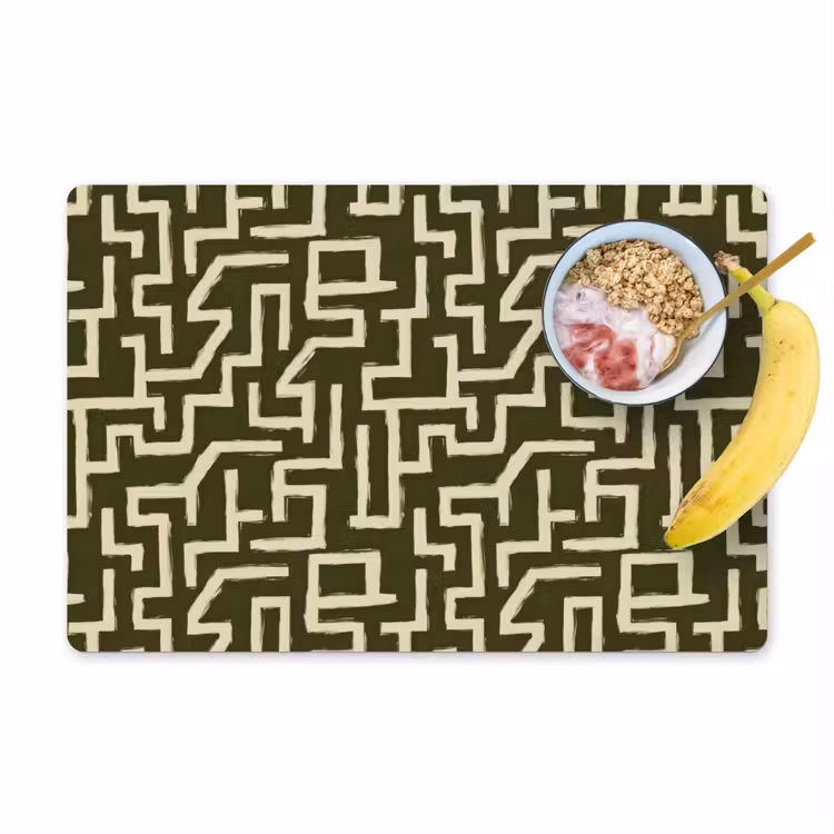 Placemat - 6 stuks - Abstract - Lijnen - Groen — 1
