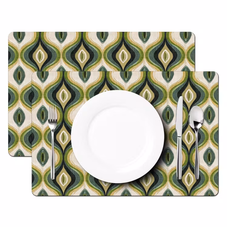 Placemat - 6 stuks - Abstract - Ritmisch - Groen — 2