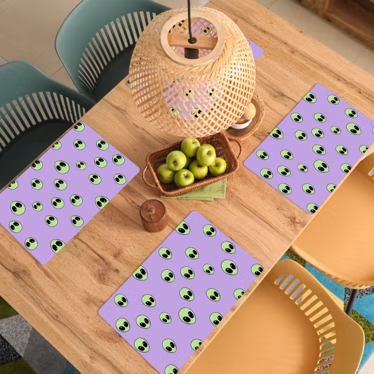 Placemat - 6 stuks - Alien - Retro - Lila — 6