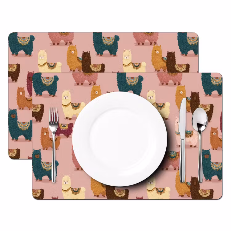 Placemat - 6 stuks - Alpaca's - Patroon - Kleurrijk — 2