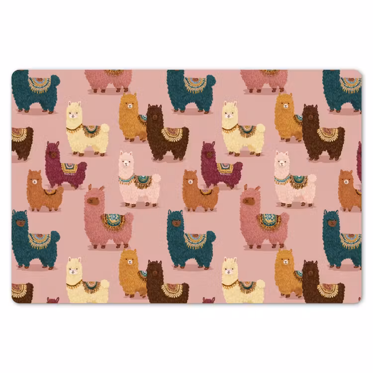 Placemat - 6 stuks - Alpaca's - Patroon - Kleurrijk — 7
