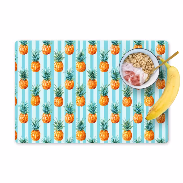 Placemat - 6 stuks - Ananas - Strepen - Groen — 1