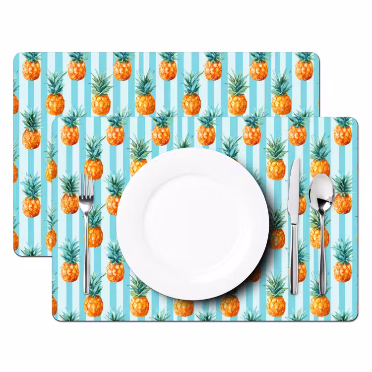 Placemat - 6 stuks - Ananas - Strepen - Groen — 2