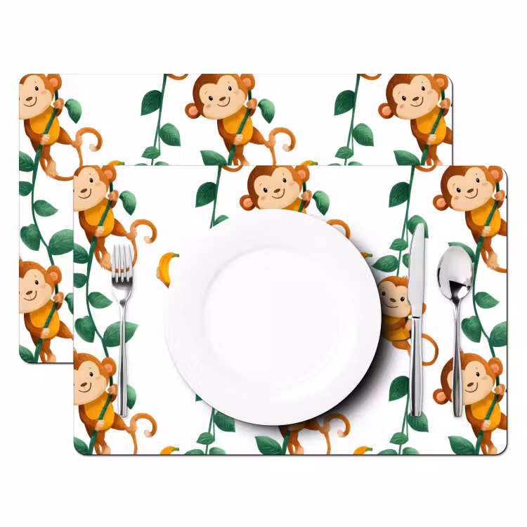 Placemat - 6 stuks - Apen - Lianen - Kleurrijk — 2