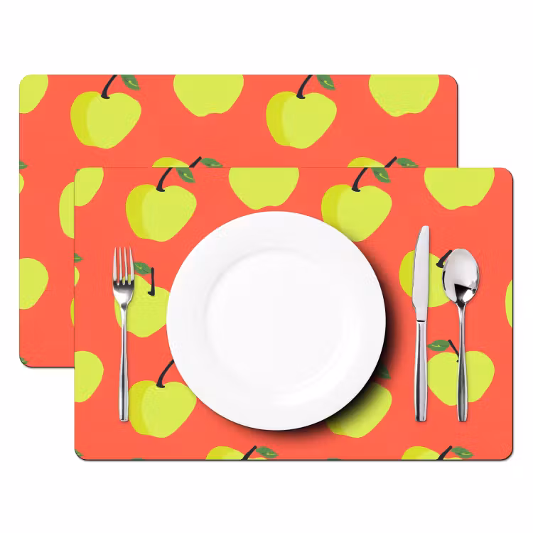 Placemat - 6 stuks - Appels - Modern - Groen — 2