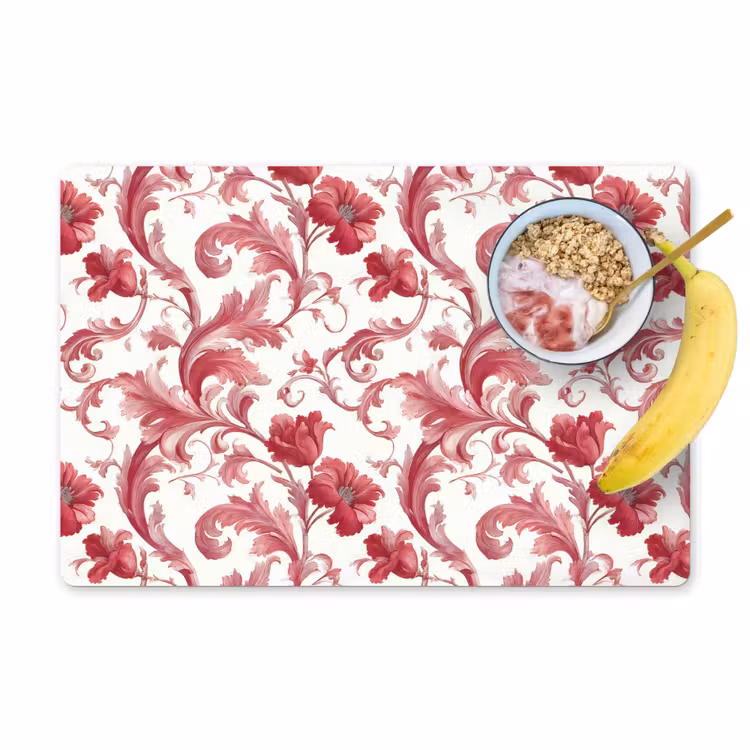 Placemat - 6 stuks - Barok - Patroon - Rood — 1