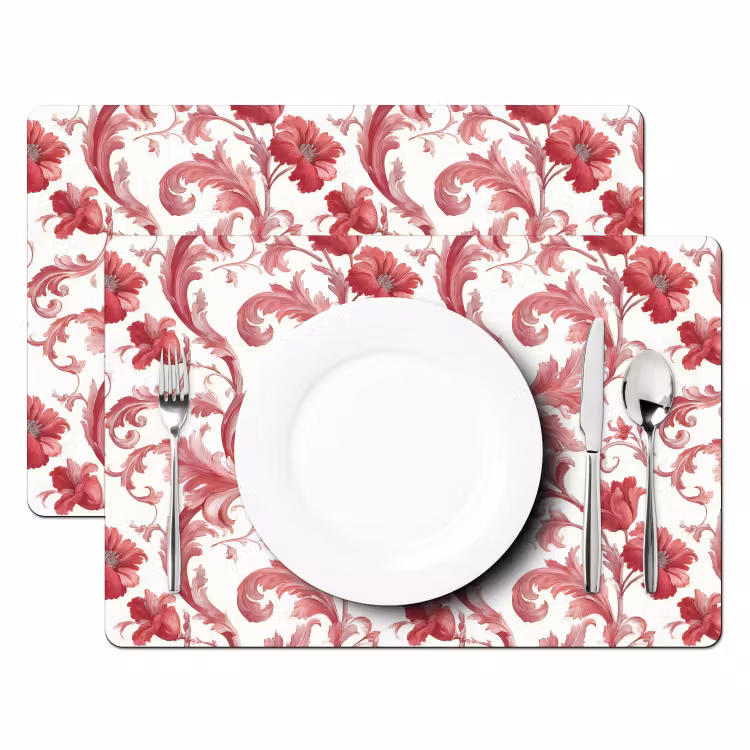 Placemat - 6 stuks - Barok - Patroon - Rood — 2