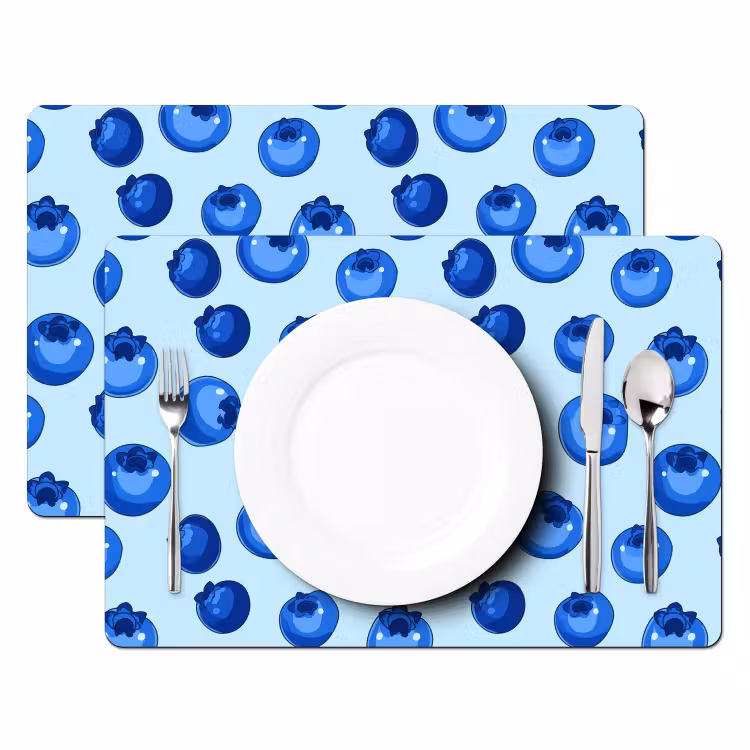 Placemat - 6 stuks - Bessen - Modern - Blauw — 2