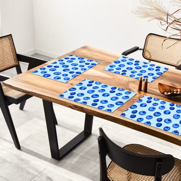 Placemat - 6 stuks - Bessen - Modern - Blauw — 5