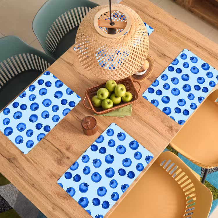 Placemat - 6 stuks - Bessen - Modern - Blauw — 6