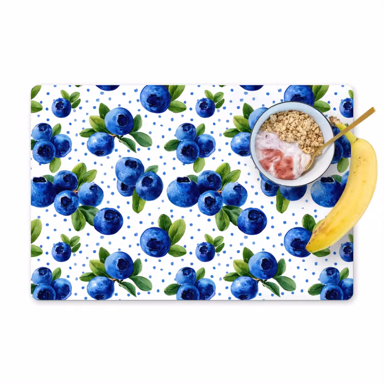Placemat - 6 stuks - Bessen - Patroon - Blauw — 1