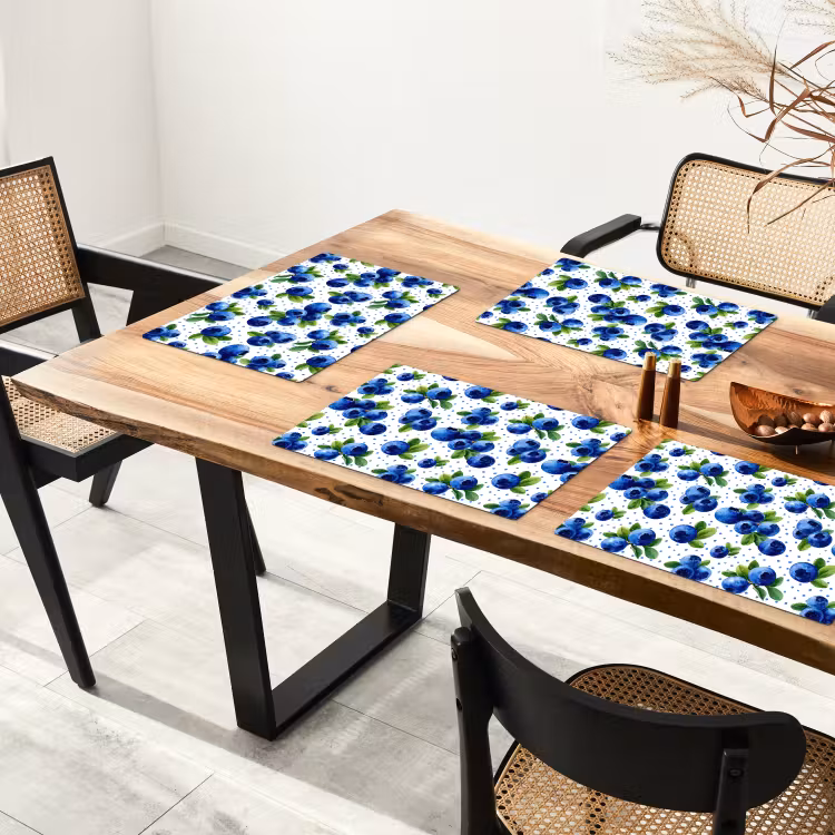Placemat - 6 stuks - Bessen - Patroon - Blauw — 5
