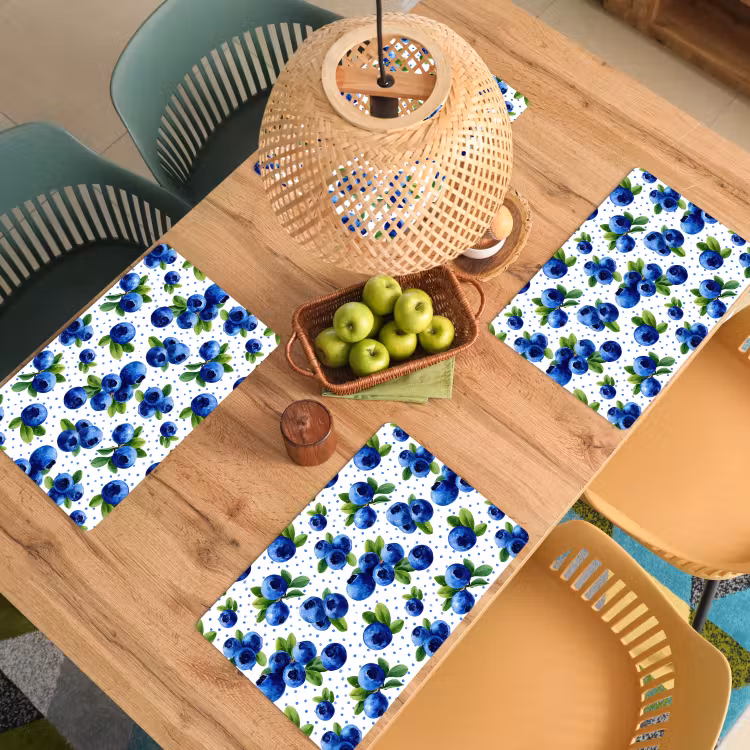 Placemat - 6 stuks - Bessen - Patroon - Blauw — 6