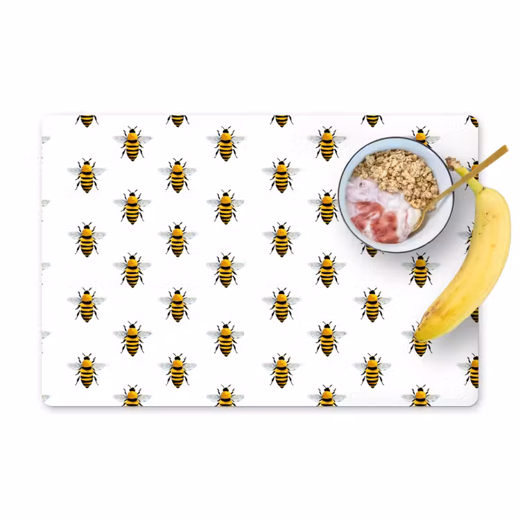 Placemat - 6 stuks - Bijen - Tijdloos - Wit — 1