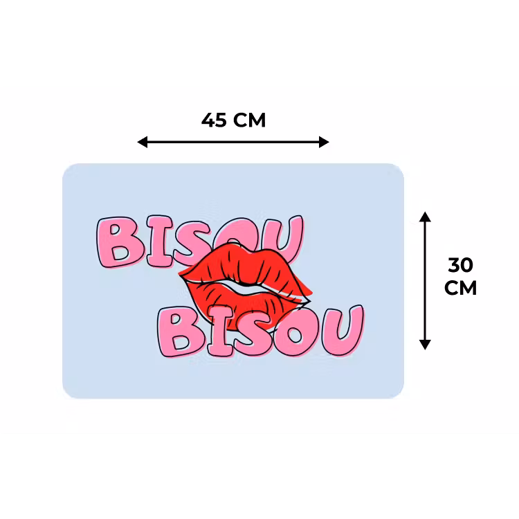 Placemat - 6 stuks - Bisou - Blauw - Roze - Lippen — 3