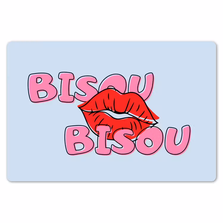 Placemat - 6 stuks - Bisou - Blauw - Roze - Lippen — 7