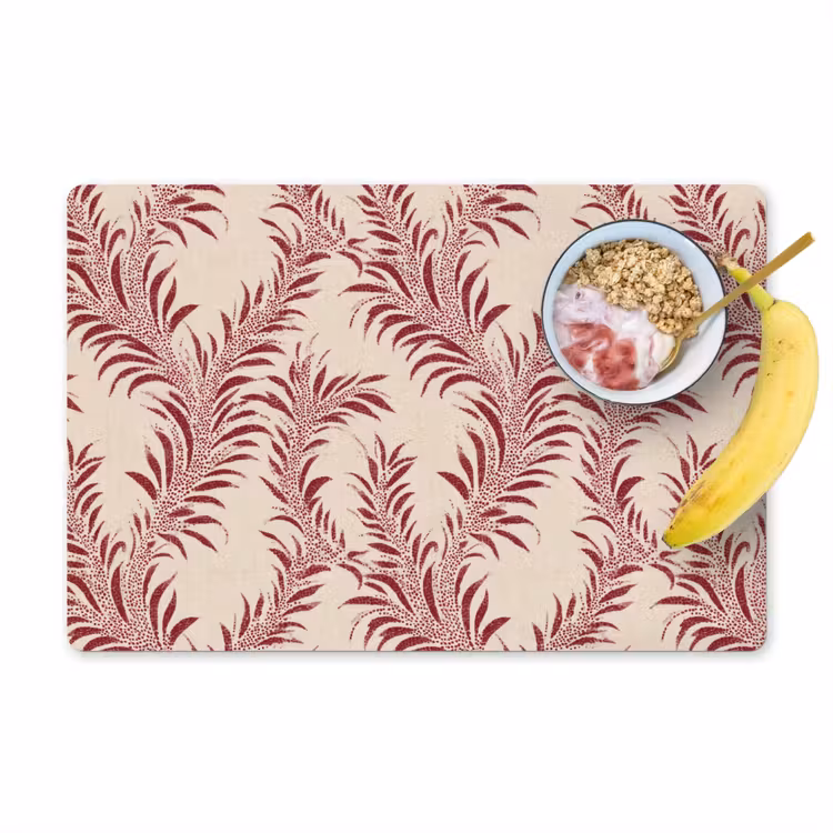 Placemat - 6 stuks - Bladeren - Linnen - Rood — 1