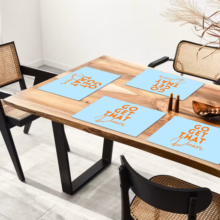 Placemat - 6 stuks - Blauw - Oranje - Tekst — 5