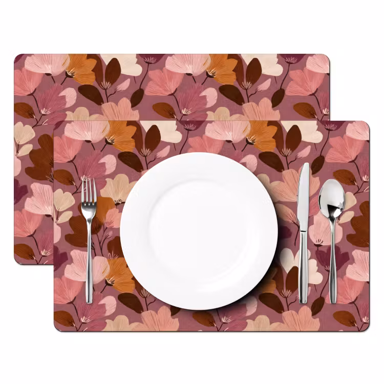 Placemat - 6 stuks - Bloem - Patroon - Roze — 2