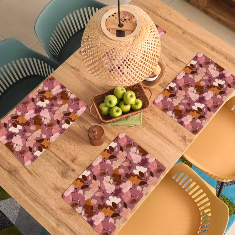 Placemat - 6 stuks - Bloem - Patroon - Roze — 6