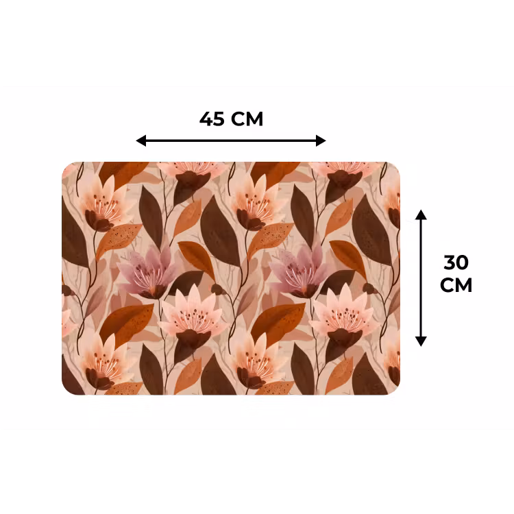 Placemat - 6 stuks - Bloemen - Bladeren - Bruin — 3