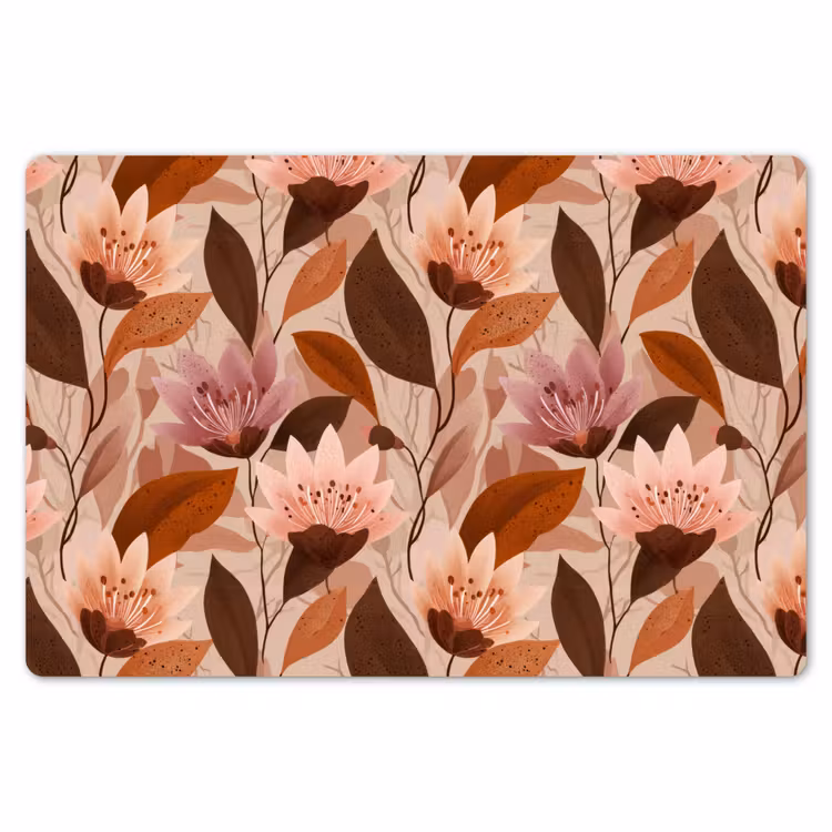 Placemat - 6 stuks - Bloemen - Bladeren - Bruin — 7